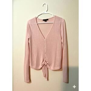 Sanctuary Women's Light Pink V-Neck Tie-Front Knit Blouse XS